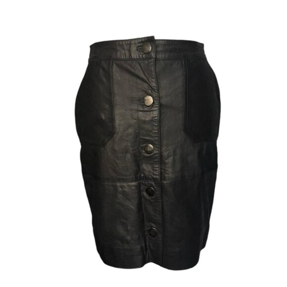 Coster Copenhagen Lamb Leather Button Front Skirt Size 34 / US 4 - Picture 1 of 8